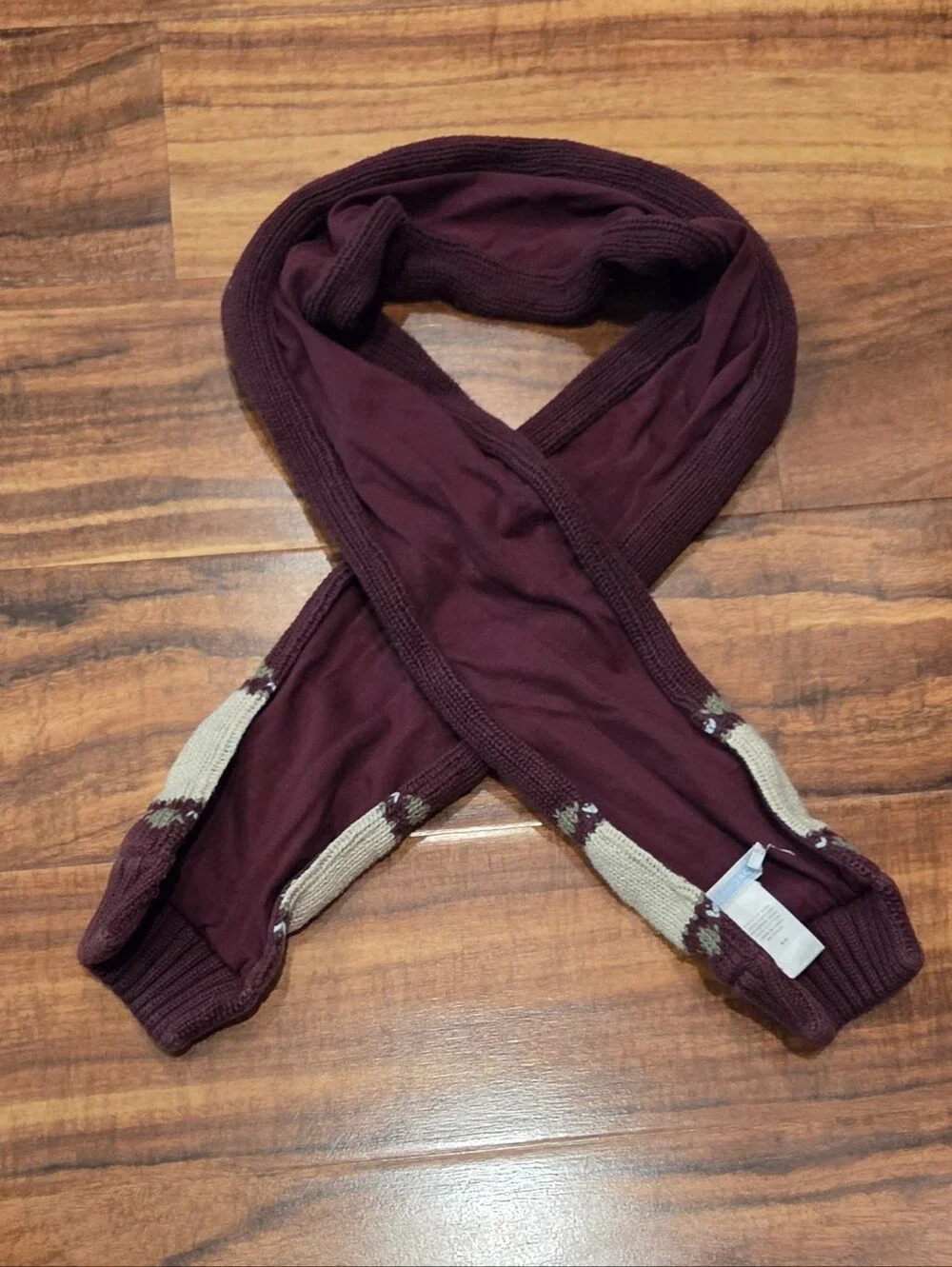 Janie and Jack EUC 18-24 Months Burgundy Train Fair Isle Hat and Scarf